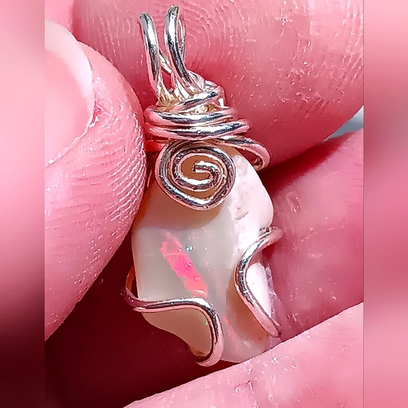 Artisan Jewelry - Australian Opal Pendant Lightning Ridge Double Sided Sterling Silver